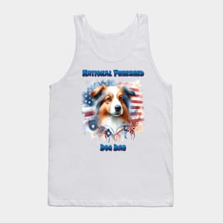 Collie Dog with American Flag Tank Top